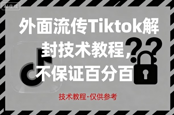外面流传Tiktok解封技术教程，不保证百分百，具体自测网赚库-项目库-轻创网-中创网-福缘网-冒泡网-资源之家-魔方项目库网赚库