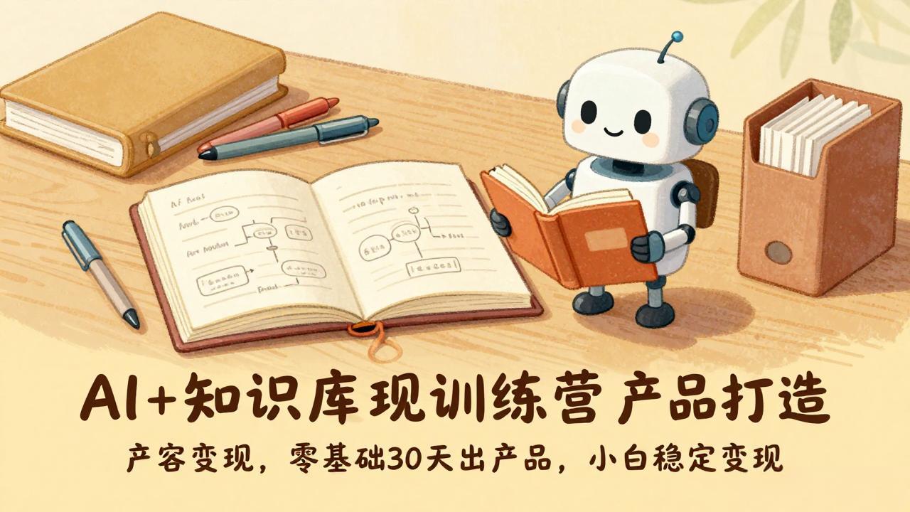 AI+知识库变现训练营，产品打造、内容创作、全平台变现，零基础30天出产品，小白稳定变现网赚库-项目库-轻创网-中创网-福缘网-冒泡网-资源之家-魔方项目库网赚库