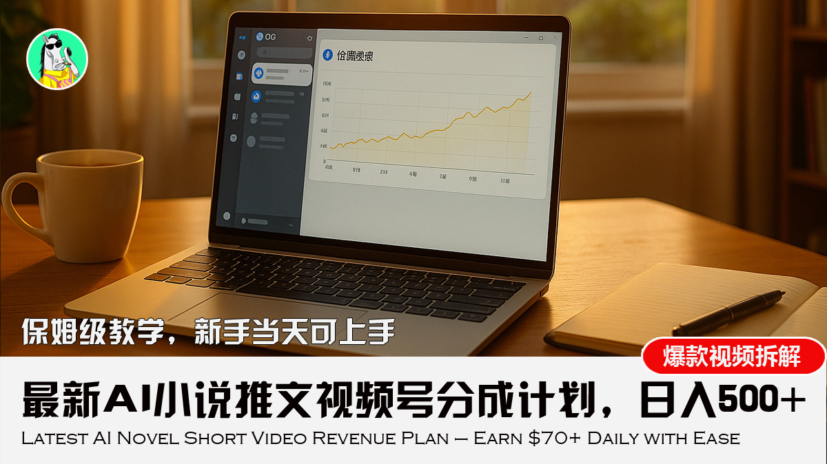 最新AI小说推文视频号分成计划，新手小白也能当天日入500+教程网赚库-项目库-轻创网-中创网-福缘网-冒泡网-资源之家-魔方项目库网赚库