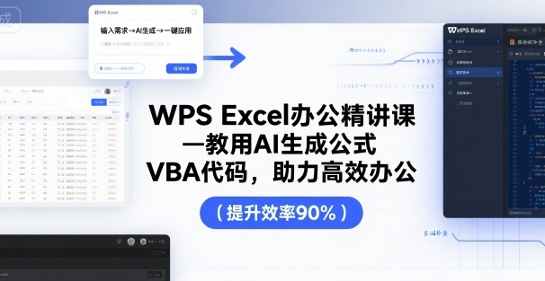 WPS Excel办公精讲课，教用 AI 生成公式，VBA 代码，助力高效办公网赚库-项目库-轻创网-中创网-福缘网-冒泡网-资源之家-魔方项目库网赚库