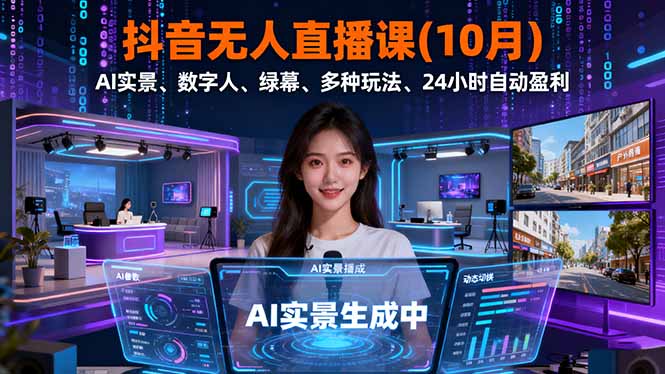 抖音无人直播课(10月网赚库-项目库-轻创网-中创网-福缘网-冒泡网-资源之家-魔方项目库网赚库