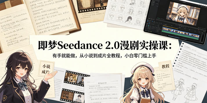 即梦Seedance 2.0漫剧实操课:有手就能做,从小说到成片全教程,小白零门槛上手网赚库-项目库-轻创网-中创网-福缘网-冒泡网-资源之家-魔方项目库网赚库
