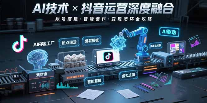 AI技术与抖音运营的深度融合应用：涵盖账号搭建、内容创作、收益变现等网赚库-项目库-轻创网-中创网-福缘网-冒泡网-资源之家-魔方项目库网赚库