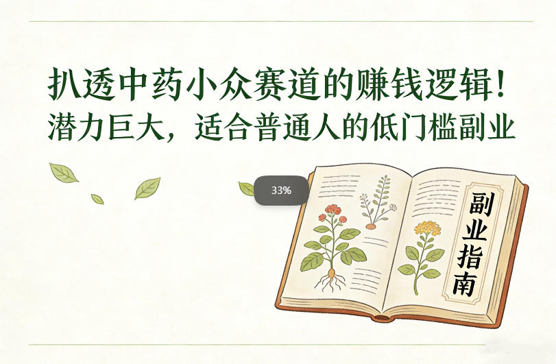 扒透中药小众赛道的賺米逻辑，潜力巨大，适合普通人的低门槛副业网赚库-项目库-轻创网-中创网-福缘网-冒泡网-资源之家-魔方项目库网赚库