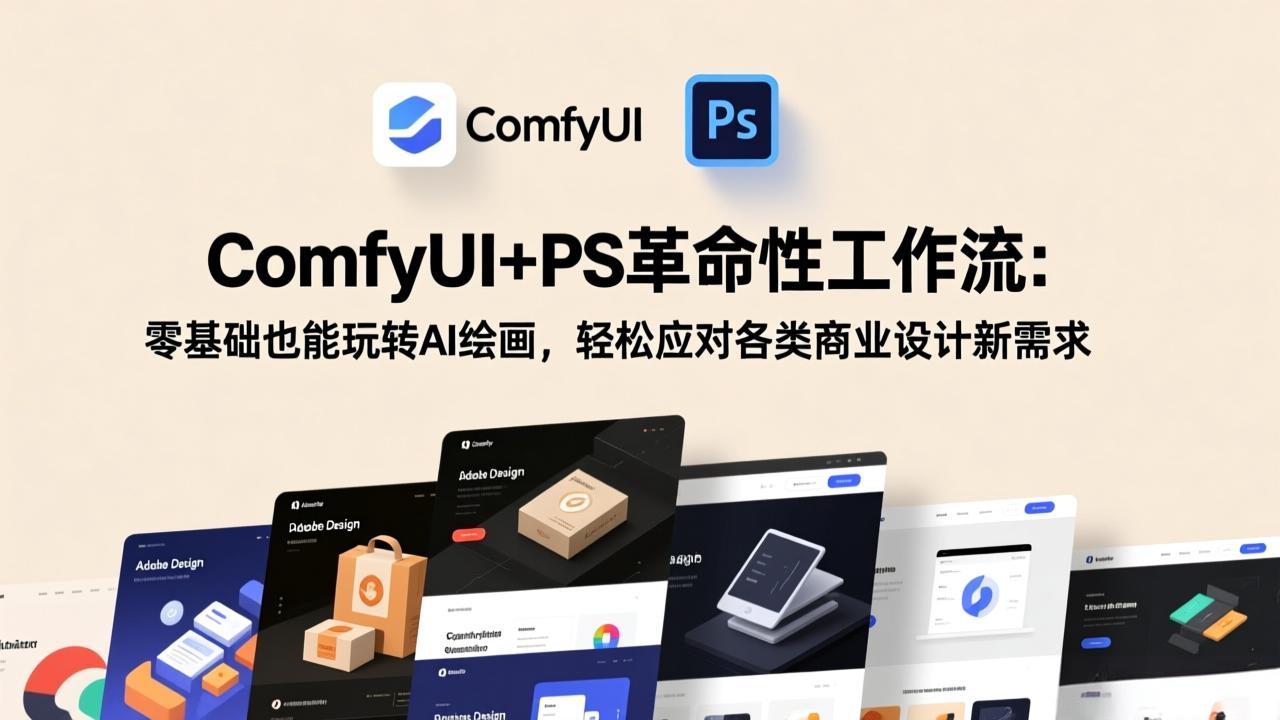 ComfyUI+PS革命性工作流：零基础也能玩转AI绘画，轻松应对各类商业设计新需求网赚库-项目库-轻创网-中创网-福缘网-冒泡网-资源之家-魔方项目库网赚库