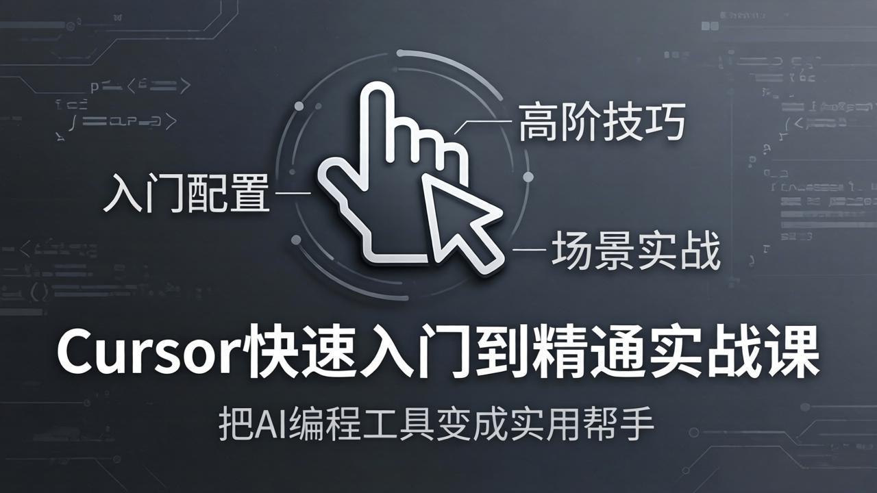 Cursor快速入门到精通实战课：入门配置+高阶技巧+场景实战，把AI编程工具变成实用帮手网赚库-项目库-轻创网-中创网-福缘网-冒泡网-资源之家-魔方项目库网赚库