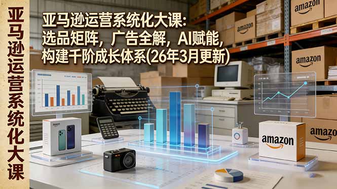 亚马逊运营系统化大课：选品矩阵，广告全解，AI赋能，构建千阶成长体系(26年3月更新网赚库-项目库-轻创网-中创网-福缘网-冒泡网-资源之家-魔方项目库网赚库
