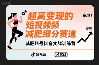 超高变现的短视频减肥细分赛道，减肥账号抖音实战训练营网赚库-项目库-轻创网-中创网-福缘网-冒泡网-资源之家-魔方项目库网赚库