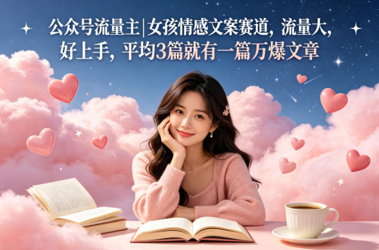 公众号流量主女孩情感文案赛道，流量大，好上手，平均3篇就有一篇万爆文章网赚库-项目库-轻创网-中创网-福缘网-冒泡网-资源之家-魔方项目库网赚库