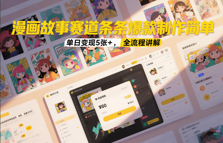漫画故事赛道条条爆款制作简单，单日变现5张+，全流程讲解网赚库-项目库-轻创网-中创网-福缘网-冒泡网-资源之家-魔方项目库网赚库