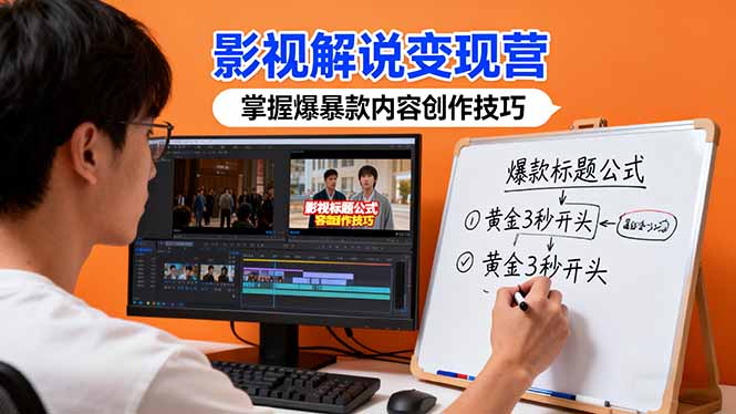 影视解说变现营：通过30+实战案例爆款内容创作技巧，掌握影视解说盈利密码网赚库-项目库-轻创网-中创网-福缘网-冒泡网-资源之家-魔方项目库网赚库