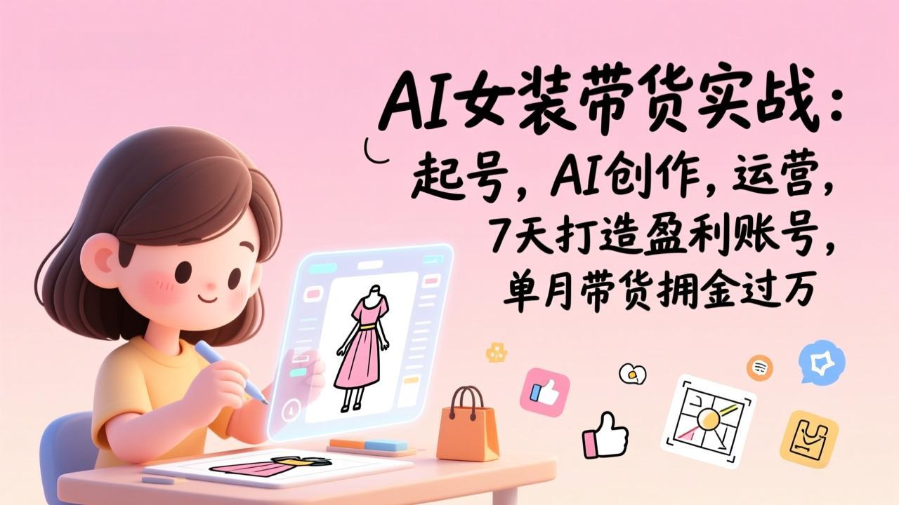 AI女装带货实战:起号,AI创作,运营,7天打造盈利账号,单月带货佣金过万网赚库-项目库-轻创网-中创网-福缘网-冒泡网-资源之家-魔方项目库网赚库