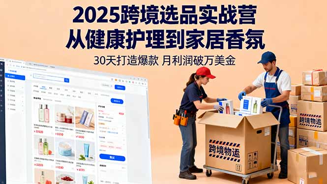 2025跨境选品实战营：从健康护理到家居香氛，30天打造爆款,月利润破万美金网赚库-项目库-轻创网-中创网-福缘网-冒泡网-资源之家-魔方项目库网赚库