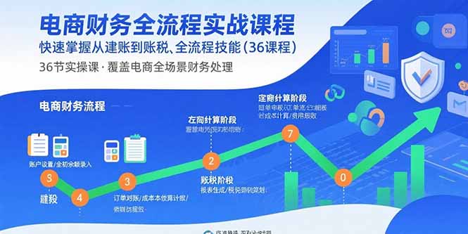 电商财务全流程实战课程：快速掌握从建账到报税的全流程技能(36节课网赚库-项目库-轻创网-中创网-福缘网-冒泡网-资源之家-魔方项目库网赚库