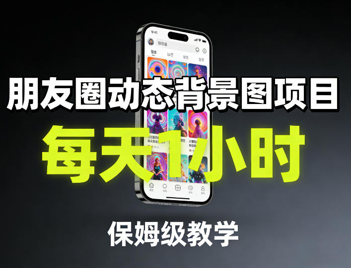 朋友圈动态背景图项目，每天1小时，保姆级教学网赚库-项目库-轻创网-中创网-福缘网-冒泡网-资源之家-魔方项目库网赚库