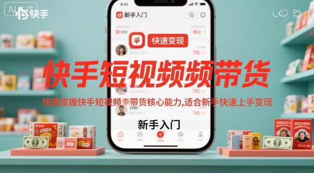 快手短视频带货，快速掌握快手短视频带货核心能力，适合新手快速上手变现网赚库-项目库-轻创网-中创网-福缘网-冒泡网-资源之家-魔方项目库网赚库