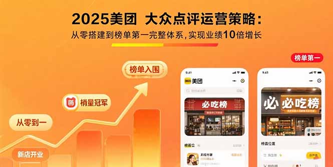 2025美团 大众点评运营策略:从零搭建到榜单第一完整体系,实现业绩10倍增长网赚库-项目库-轻创网-中创网-福缘网-冒泡网-资源之家-魔方项目库网赚库