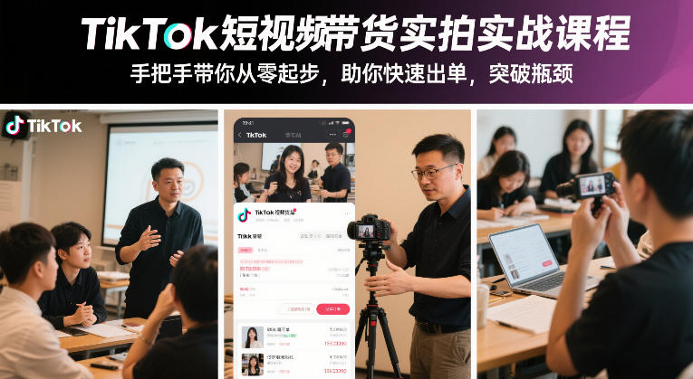 TikTok短视频带货实拍实战课程，手把手带你从零起步，助你快速出单，突破瓶颈网赚库-项目库-轻创网-中创网-福缘网-冒泡网-资源之家-魔方项目库网赚库