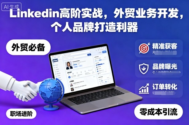 Linkedin高阶实战，外贸业务开发，个人品牌打造利器网赚库-项目库-轻创网-中创网-福缘网-冒泡网-资源之家-魔方项目库网赚库