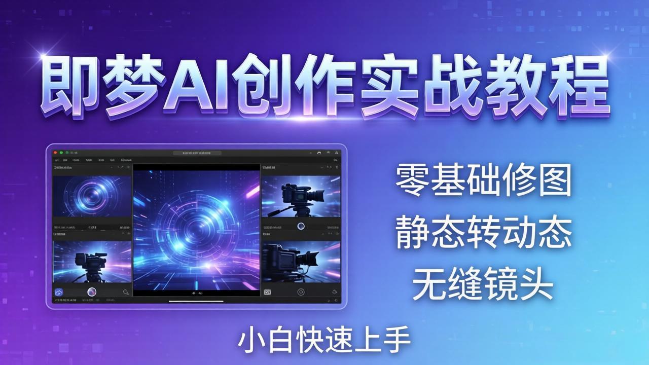 即梦AI创作实战教程，从零基础修图到AI导演，实战教学静态转动态+无缝镜头，小白快速上手网赚库-项目库-轻创网-中创网-福缘网-冒泡网-资源之家-魔方项目库网赚库