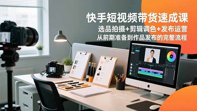 快手短视频带货速成课，选品拍摄+剪辑调色+发布运营，从前期准备到作品发布的完整流程网赚库-项目库-轻创网-中创网-福缘网-冒泡网-资源之家-魔方项目库网赚库