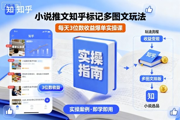 小说推文知乎标记多图文玩法，每天3位数收益爆单实操课网赚库-项目库-轻创网-中创网-福缘网-冒泡网-资源之家-魔方项目库网赚库