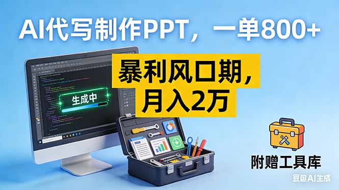 AI代写制作PPT，一单800+， 暴利风口期，月入2万【附工具】网赚库-项目库-轻创网-中创网-福缘网-冒泡网-资源之家-魔方项目库网赚库
