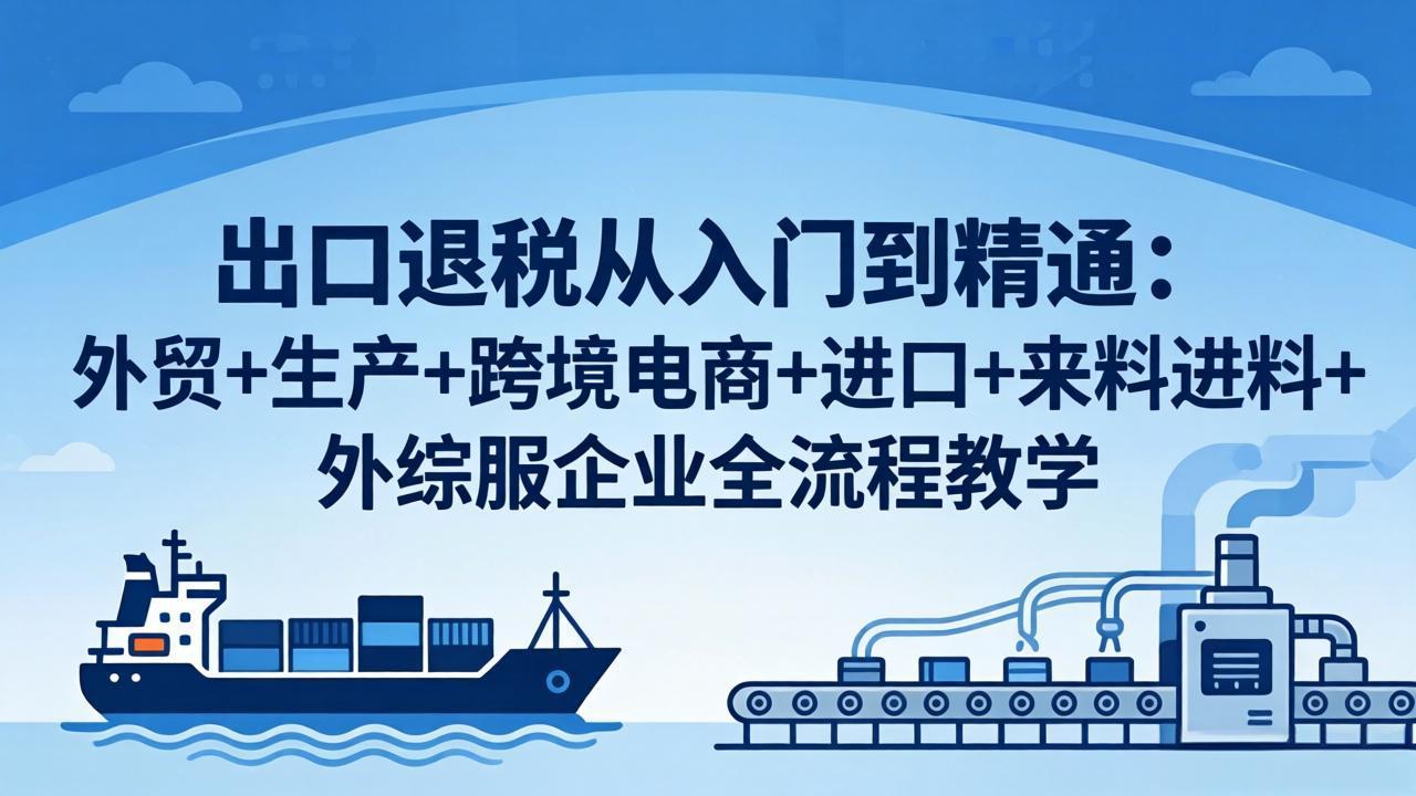 出口退税从入门到精通：外贸+生产+跨境电商+进口+来料进料+外综服企业全流程教学网赚库-项目库-轻创网-中创网-福缘网-冒泡网-资源之家-魔方项目库网赚库