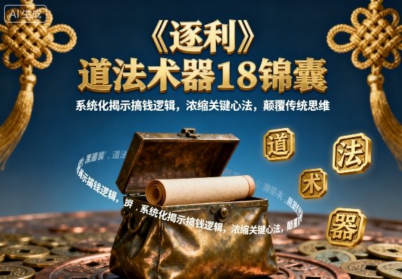 《逐利》道法术器18锦囊，系统化揭示搞钱逻辑，浓缩关键心法，颠覆传统思维(更新)网赚库-项目库-轻创网-中创网-福缘网-冒泡网-资源之家-魔方项目库网赚库