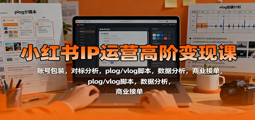 小红书IP运营高阶变现课：账号包装，对标分析，plog/vlog脚本，数据分析，商业接单网赚库-项目库-轻创网-中创网-福缘网-冒泡网-资源之家-魔方项目库网赚库