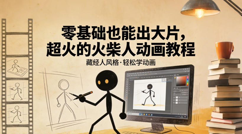 零基础也能出大片，超火的火柴人动画教程(藏经人风格)网赚库-项目库-轻创网-中创网-福缘网-冒泡网-资源之家-魔方项目库网赚库