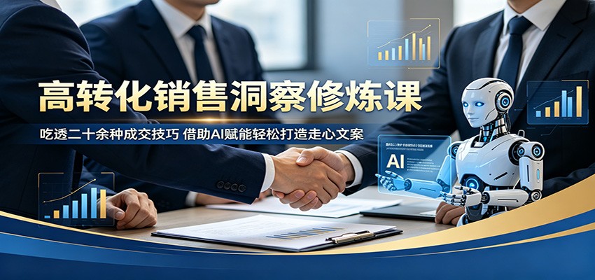 高转化销售洞察修炼课:吃透二十余种成交技巧,借助AI赋能轻松打造走心文案网赚库-项目库-轻创网-中创网-福缘网-冒泡网-资源之家-魔方项目库网赚库