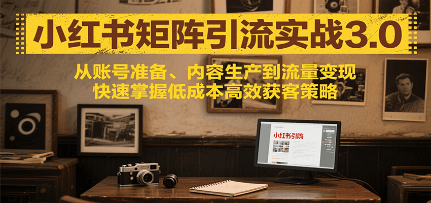 小红书矩阵引流3.0，从账号准备、内容生产到流量变现，快速掌握低成本高效获客策略网赚库-项目库-轻创网-中创网-福缘网-冒泡网-资源之家-魔方项目库网赚库