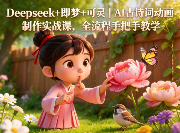Deepseek+即梦+可灵|AI古诗词动画制作实战课,全流程手把手教学网赚库-项目库-轻创网-中创网-福缘网-冒泡网-资源之家-魔方项目库网赚库