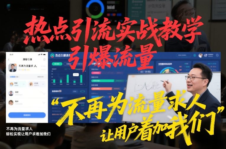 热点引流实战教学，引爆流量，不再为流量求人，轻松实现让用户求着加我们网赚库-项目库-轻创网-中创网-福缘网-冒泡网-资源之家-魔方项目库网赚库