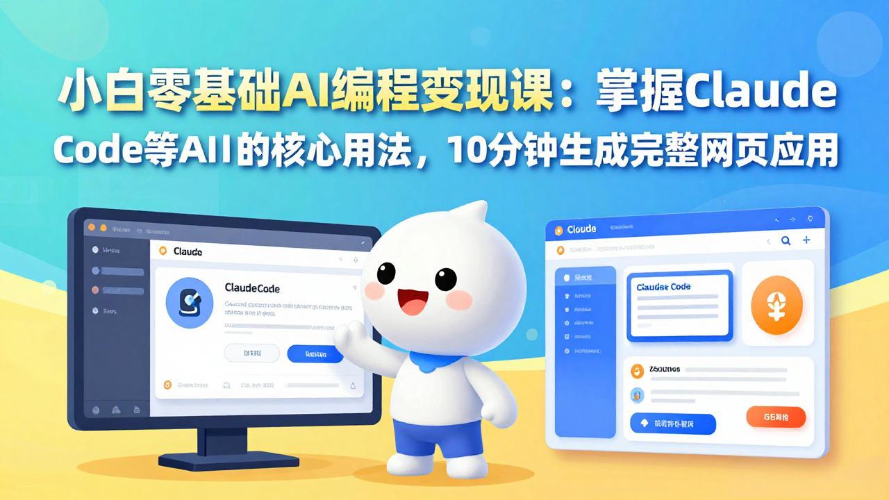 小白零基础AI编程变现课：掌握Claude Code等AI工具的核心用法，10分钟生成完整网页应用网赚库-项目库-轻创网-中创网-福缘网-冒泡网-资源之家-魔方项目库网赚库