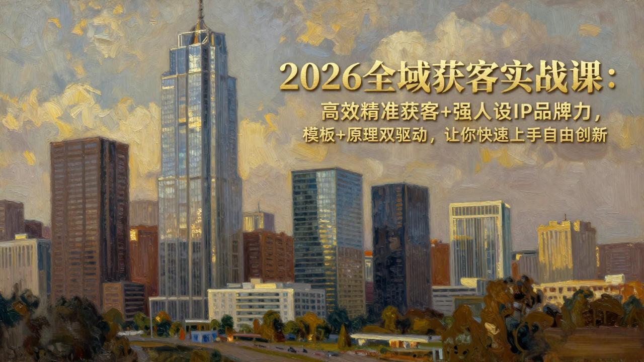 2026全域获客实战课：高效精准获客+强人设IP品牌力，模板+原理双驱动，让你快速上手自由创新网赚库-项目库-轻创网-中创网-福缘网-冒泡网-资源之家-魔方项目库网赚库