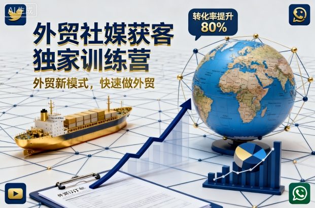 外贸社媒获客独家训练营，外贸新模式，快速做外贸网赚库-项目库-轻创网-中创网-福缘网-冒泡网-资源之家-魔方项目库网赚库