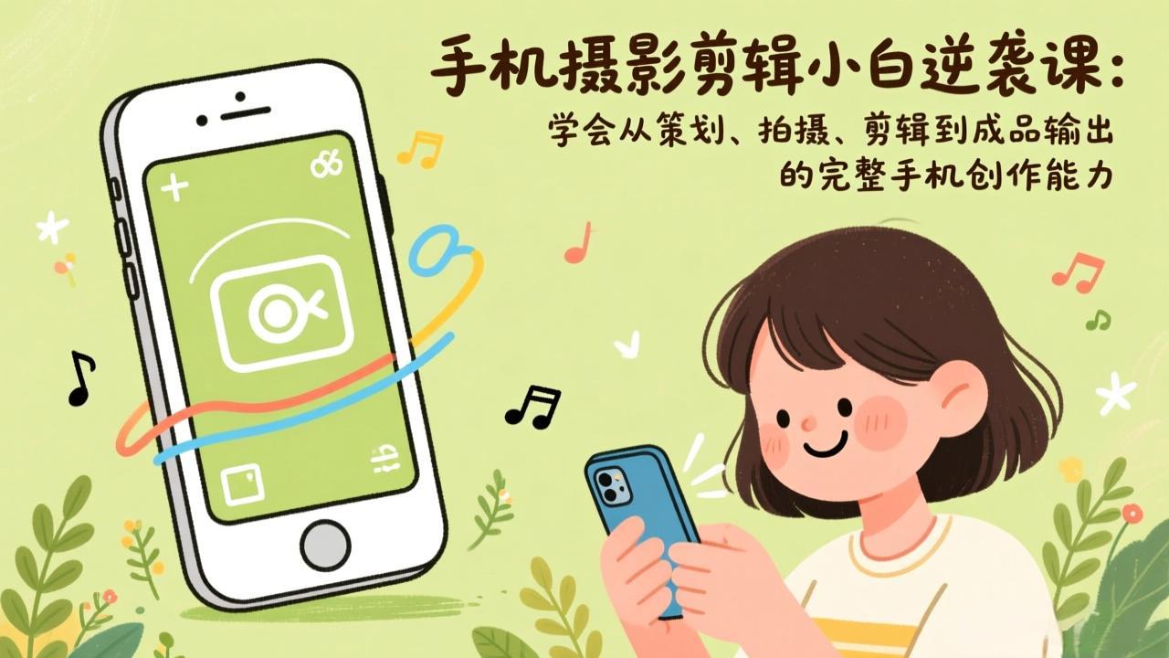 手机摄影剪辑小白逆袭课：学会从策划、拍摄、剪辑到成品输出的完整手机创作能力网赚库-项目库-轻创网-中创网-福缘网-冒泡网-资源之家-魔方项目库网赚库