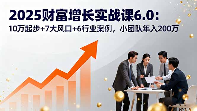 2025财富增长实战课6.0：10万起步+7大风口+6行业案例，小团队年入200万网赚库-项目库-轻创网-中创网-福缘网-冒泡网-资源之家-魔方项目库网赚库