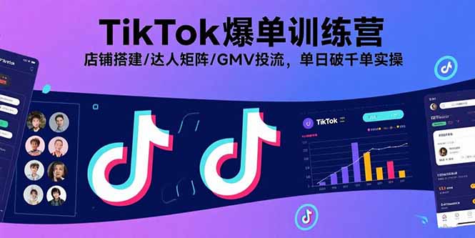 TikTok爆单训练营，店铺搭建/达人矩阵/GMV投流，单日破千单实操网赚库-项目库-轻创网-中创网-福缘网-冒泡网-资源之家-魔方项目库网赚库