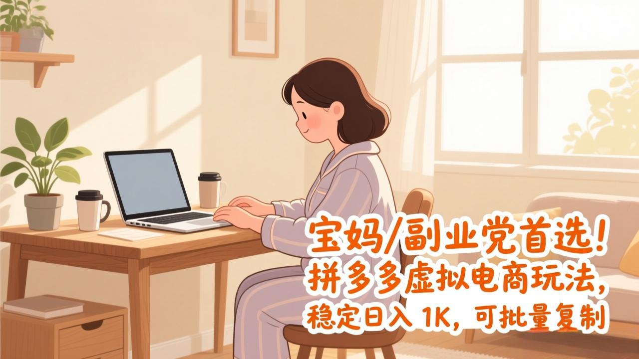 宝妈 / 副业党首选！拼多多虚拟电商玩法，稳定日入 1K，可批量复制网赚库-项目库-轻创网-中创网-福缘网-冒泡网-资源之家-魔方项目库网赚库