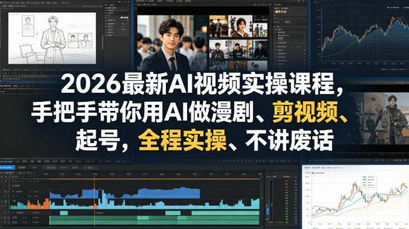 2026最新AI视频实操课程,手把手带你用AI做漫剧、剪视频、起号,全程实操、不讲废话网赚库-项目库-轻创网-中创网-福缘网-冒泡网-资源之家-魔方项目库网赚库