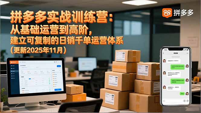 拼多多实战训练营:从基础运营到高阶,建立可复制的日销千单运营体系(更新11月网赚库-项目库-轻创网-中创网-福缘网-冒泡网-资源之家-魔方项目库网赚库
