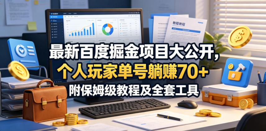 最新百度掘金项目大公开,个人玩家单号躺賺70+,附保姆级教程及全套工具【揭秘】网赚库-项目库-轻创网-中创网-福缘网-冒泡网-资源之家-魔方项目库网赚库