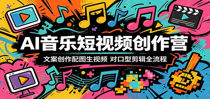 AI音乐短视频创作营：文案创作配图生视频，对口型剪辑全流程网赚库-项目库-轻创网-中创网-福缘网-冒泡网-资源之家-魔方项目库网赚库