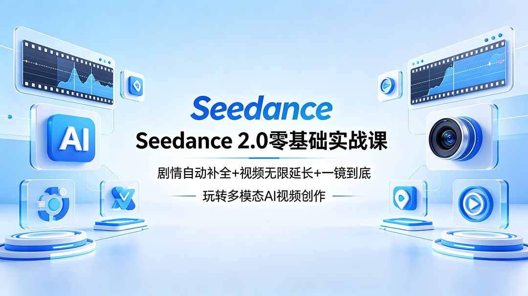 Seedance 2.0零基础实战课：剧情自动补全+视频无限延长+一镜到底：玩转多模态AI视频创作网赚库-项目库-轻创网-中创网-福缘网-冒泡网-资源之家-魔方项目库网赚库