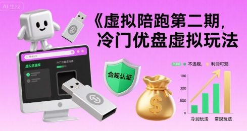 虚拟陪跑第二期，冷门优盘虚拟玩法，不违规，利润可观网赚库-项目库-轻创网-中创网-福缘网-冒泡网-资源之家-魔方项目库网赚库