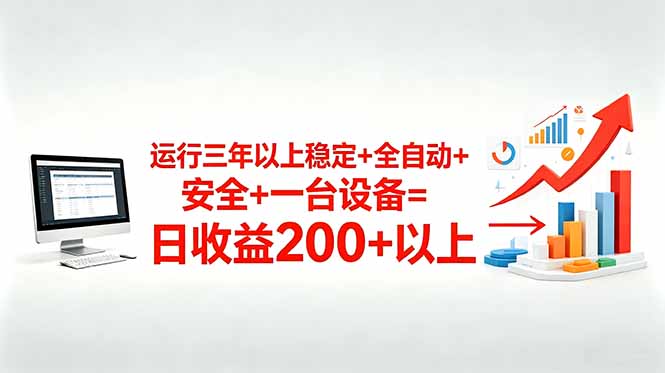 三年以上稳定+全自动+安全+一台设备=日收益200+网赚库-项目库-轻创网-中创网-福缘网-冒泡网-资源之家-魔方项目库网赚库