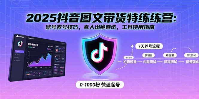 2025抖音图文带货特练营：账号养号技巧，真人出镜避坑，工具使用指南网赚库-项目库-轻创网-中创网-福缘网-冒泡网-资源之家-魔方项目库网赚库